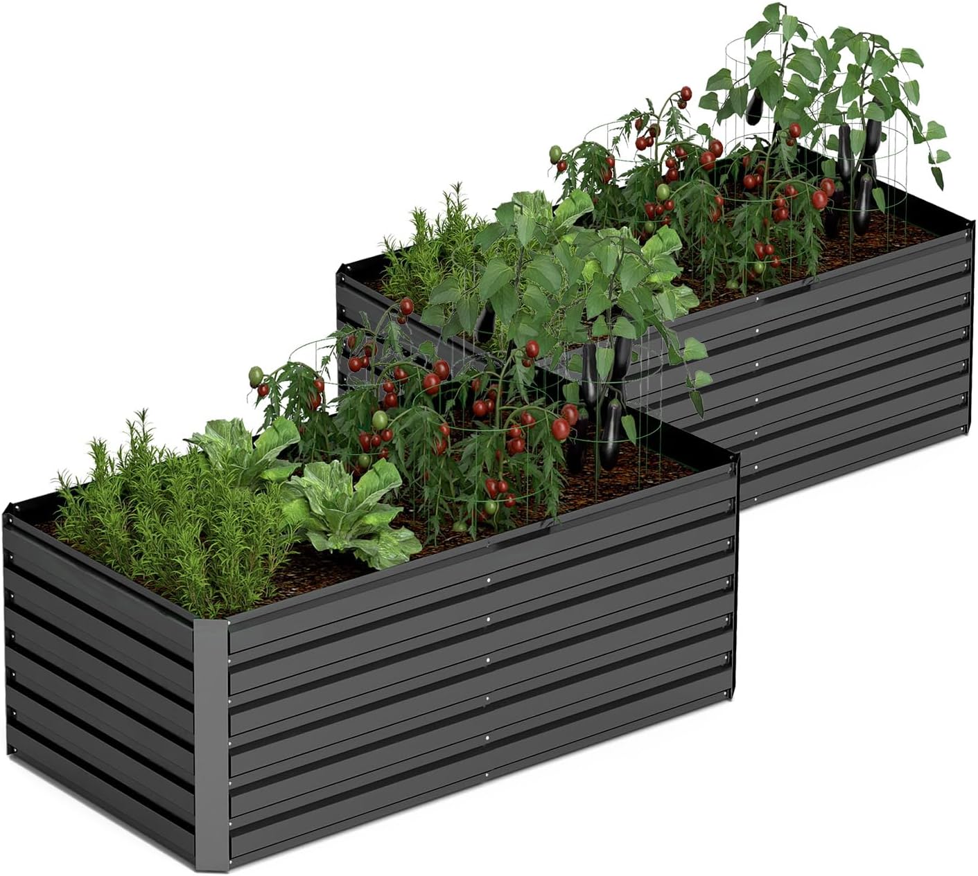 6x3x2 ft Raised Garden Bed, Large Metal Planter Raised Beds, Planters for Outdoor Plants for Vegetables, Flowers, Herbs, Fruits, and Succulents.(2 Pcs)