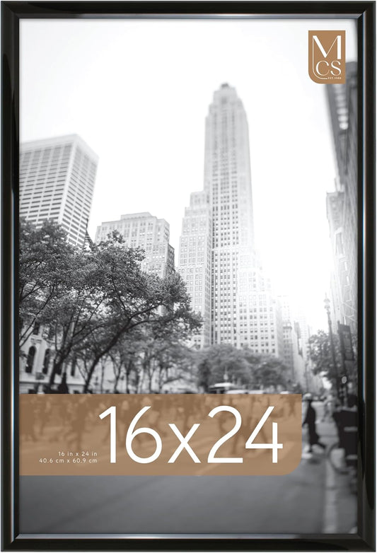 MCS Trendsetter 16x24 Poster Frame Black High-Gloss, Vertical & Horizontal Wall Hanging Large Picture Frame for Photos, Posters & Art Prints (2-Pack)