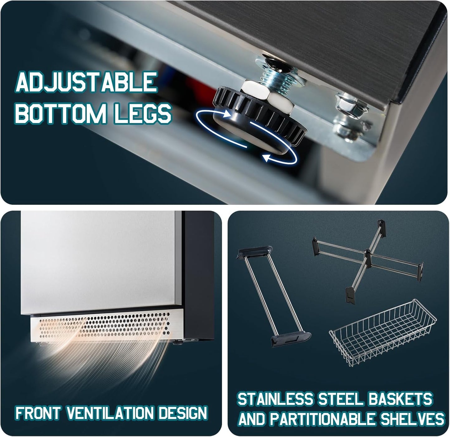 Albott 24 Inch Under Counter Drawer Fridge – Stainless Steel Beverage Refrigerator with Dual Drawers, LED Touch Control, Adjustable Storage, Frost-Free, Low Noise, 34-72℉, for Indoor or Outdoor Use