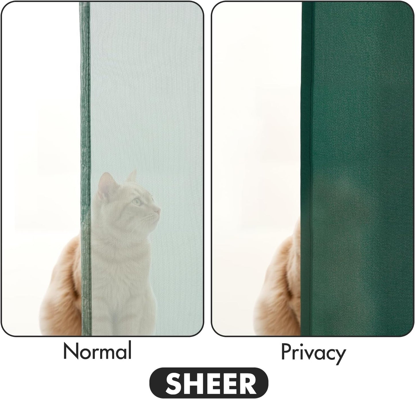 MIULEE Hunter Green Privacy Sheer Curtains That Let Light in 72 Inches Long Non-See-Through Semi Sheer Curtain Light Filtering Window Christmas Drapes for Living Room Bedroom 2 Panels Set 42 X 72