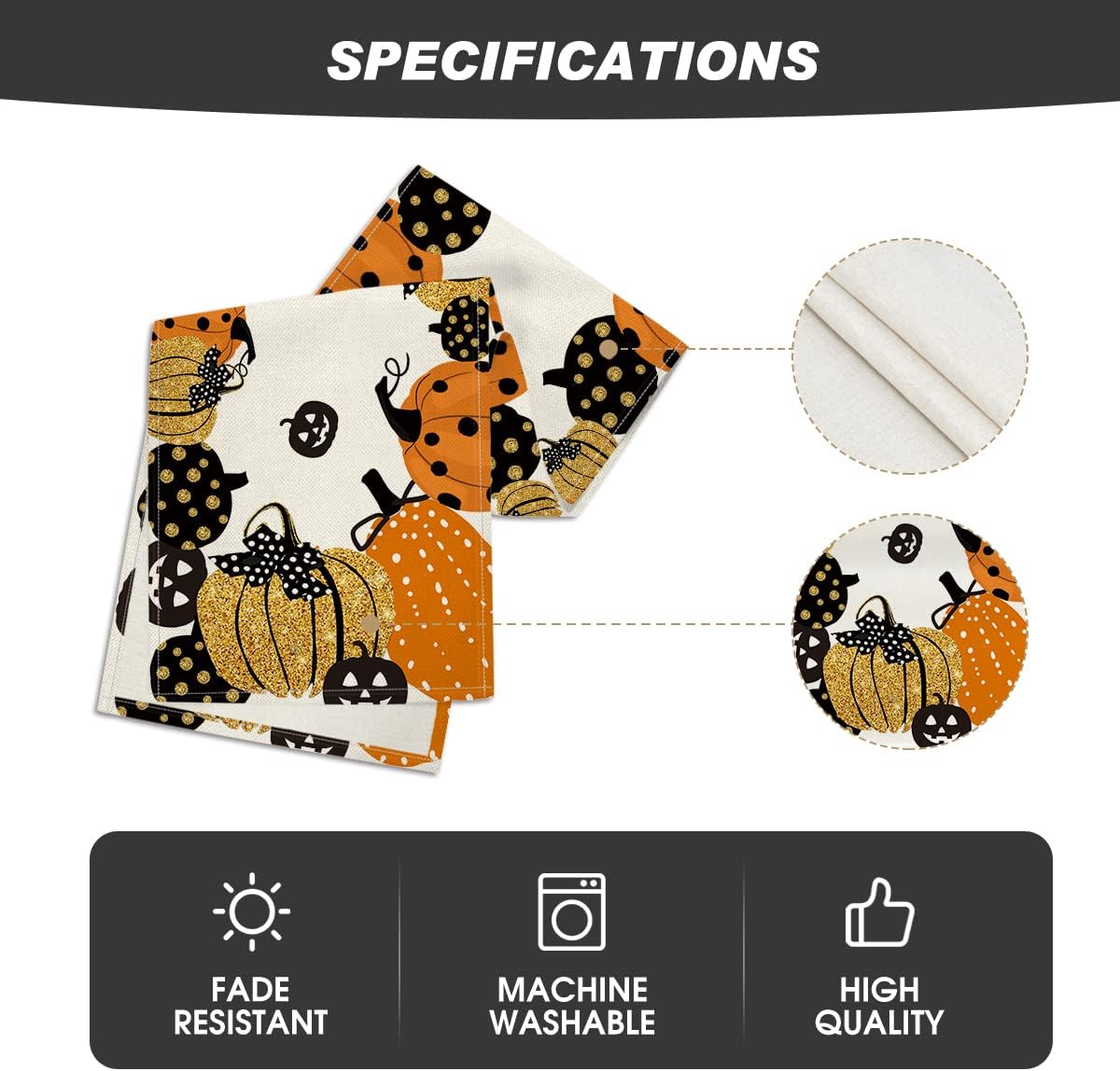 Artoid Mode Halloween Jack-O-Lantern Pumpkin Table Runner, Holiday Kitchen Dining Table Decoration for Indoor Outdoor Home Party Decor 13 x 36 Inch