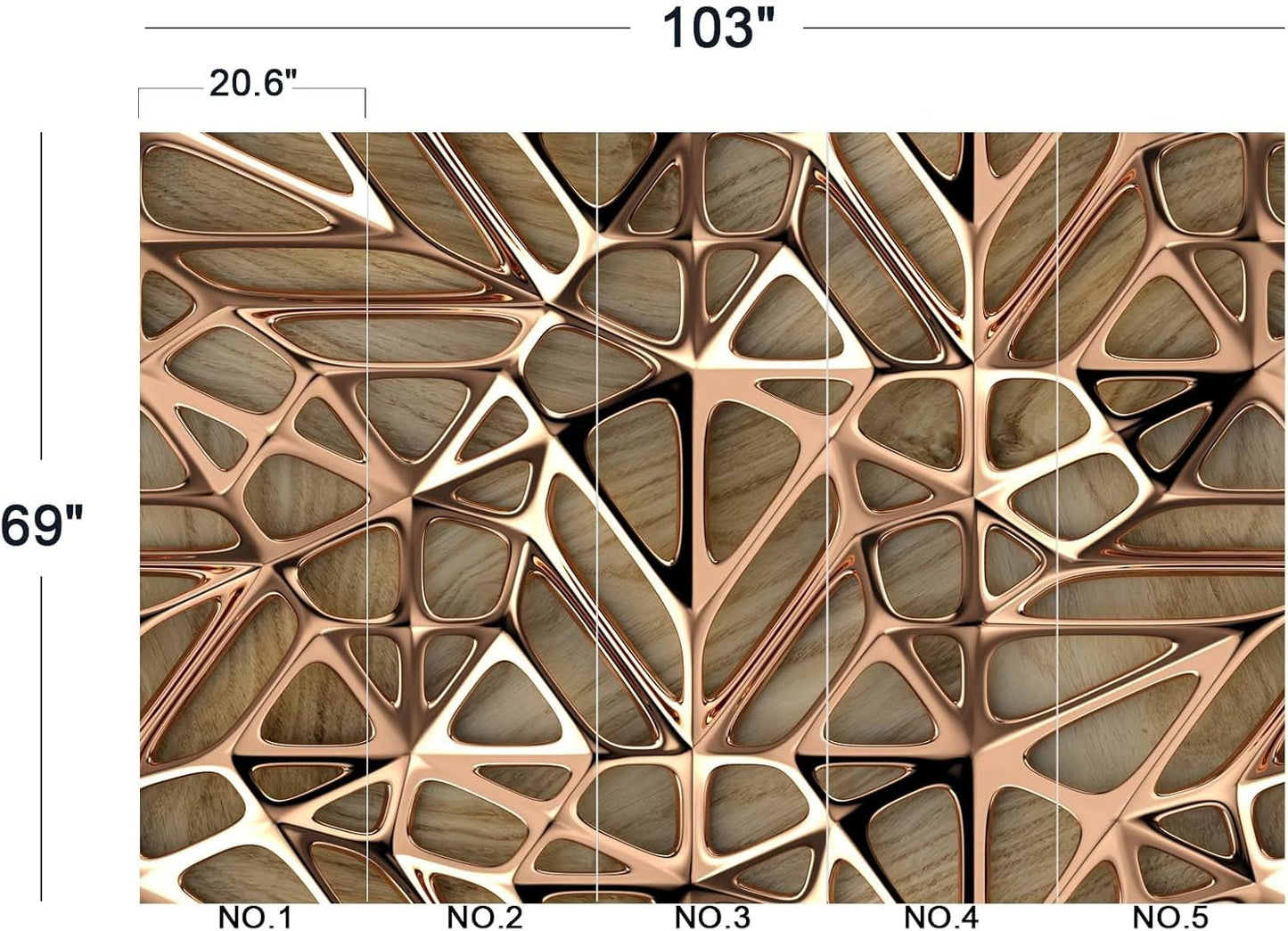 3D Metal Wall Mural Wallpaper for Bedroom 103" x 69"