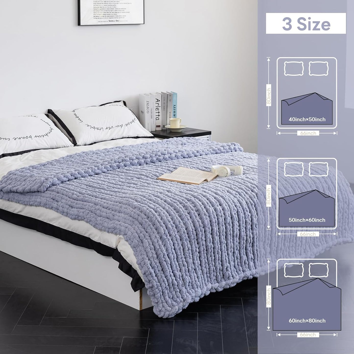 Chunky Knit Blanket - Luxury Soft Cozy 40 * 50 Throw Blanket,100% Woven Blanket Rope Knot Throw Blanket for Couch, Sofa, Home Decor, Gift - Machine Washable(Grey)