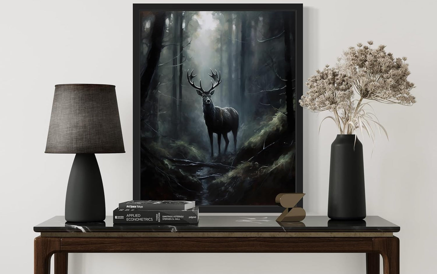 Deer in Forest Poster Art Print, Halloween Scary Vintage Wall Art Academia Spooky Painting Decoration for Horror Prints, Gothic Posters Bedroom Decor 89 (Deer in Forest, 16 x 20 inches, Unframed)