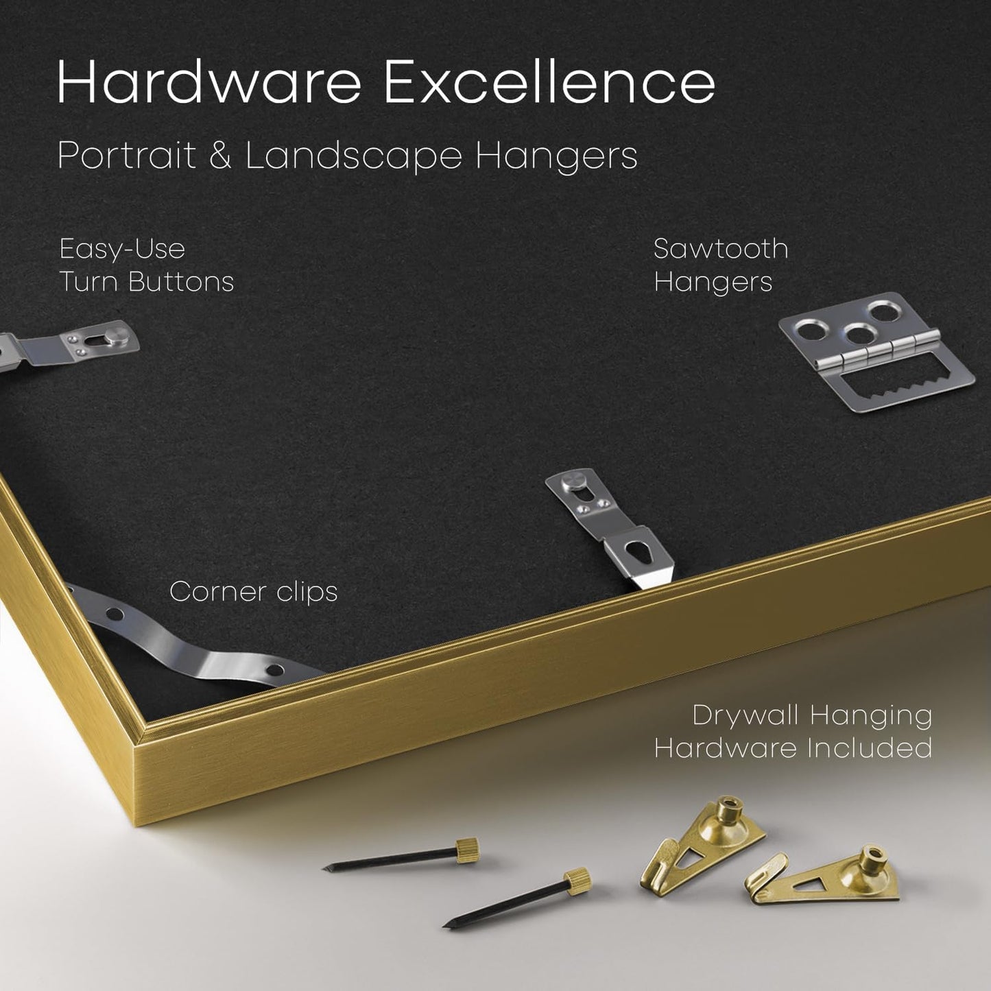 Homeforia 11x22 Newspaper Frame Gold, High End Metal 11 x 22 Picture Frame without Mat, 22x11 Thin Gold Poster Frames for Wall, 11 by 22 inches Display Photo Frames, Tempered Glass, Wall Kit, Set of 1