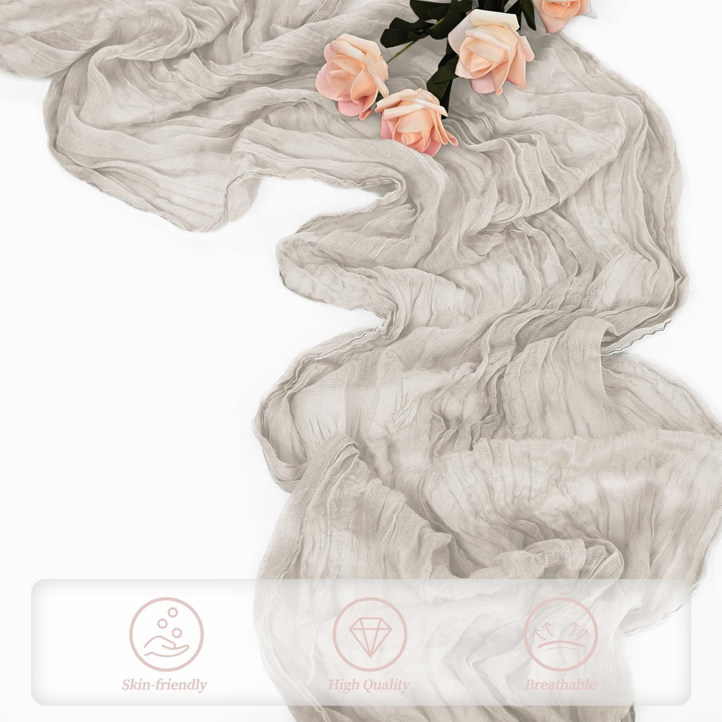 20 Pack Rose Brown Cheesecloth Table Runner 10FT Rustic Gauze Fabric Cheese Cloth Table Runner for Wedding Bridal Baby Shower Table Decor Boho Sheer Birthday Party Table Decorations 20 x 120 Inch Long