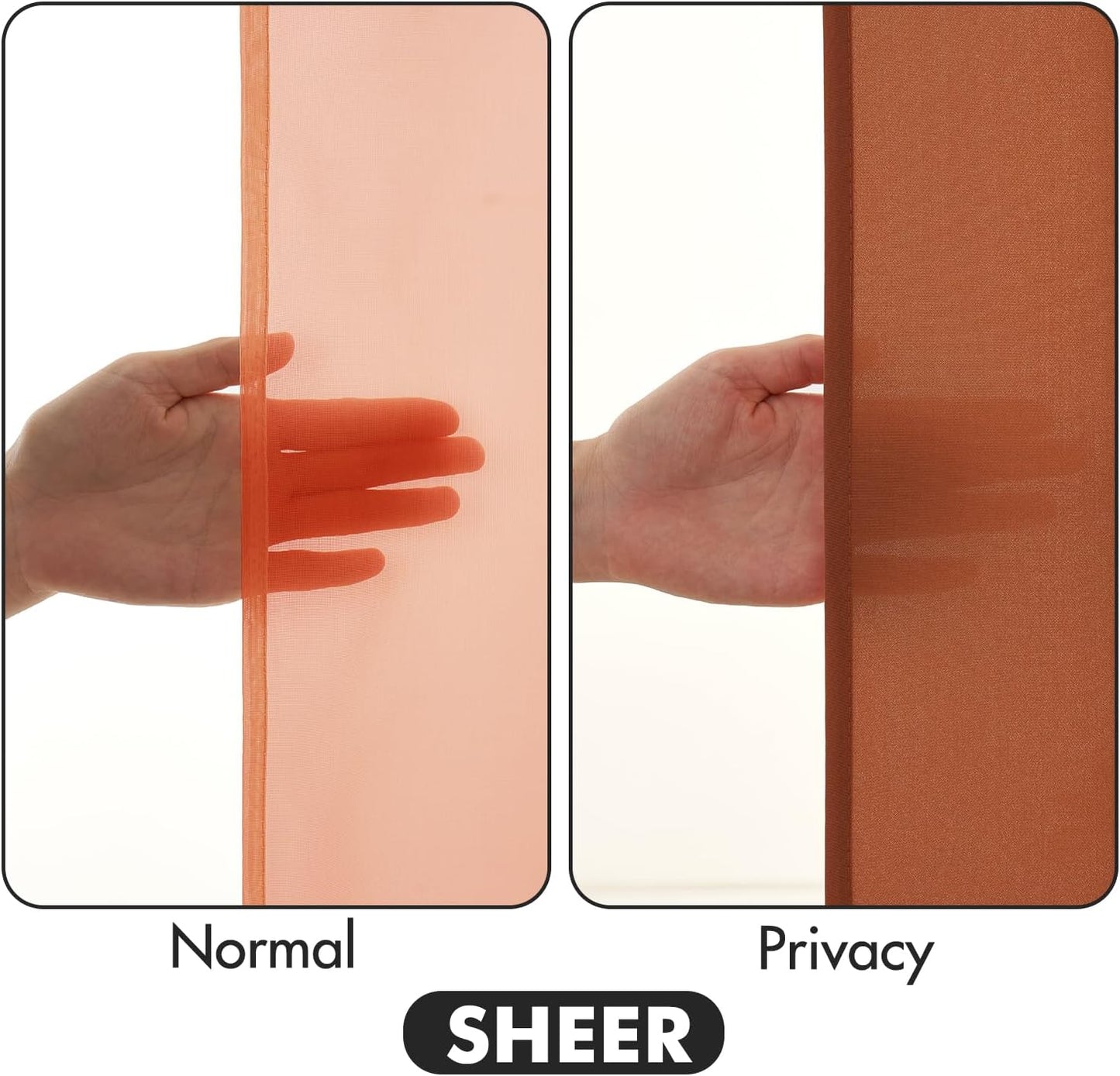 MIULEE Terracotta Privacy Sheer Curtains That Let Light in 63 Inches Long Non-See-Through Semi Sheer Curtain Light Filtering Window Curtains Drapes for Living Room Bedroom 2 Panels Set 42 X 63