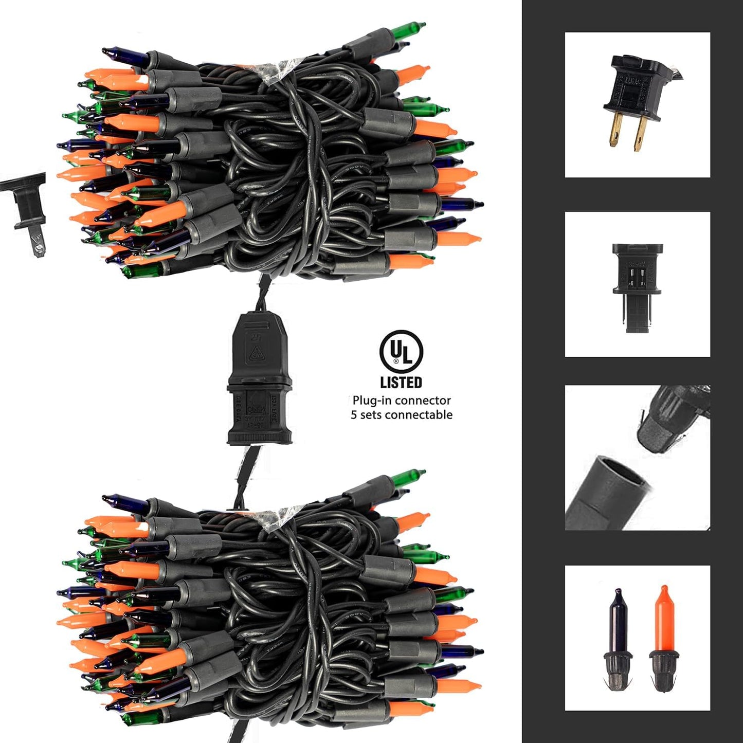 Dazzle Bright Purple Orange and Green Halloween Lights, 40FT 200 Count Mini String Lights, Waterproof Halloween Decorations for Outdoor Indoor Patio Home Party Garden Yard Decor