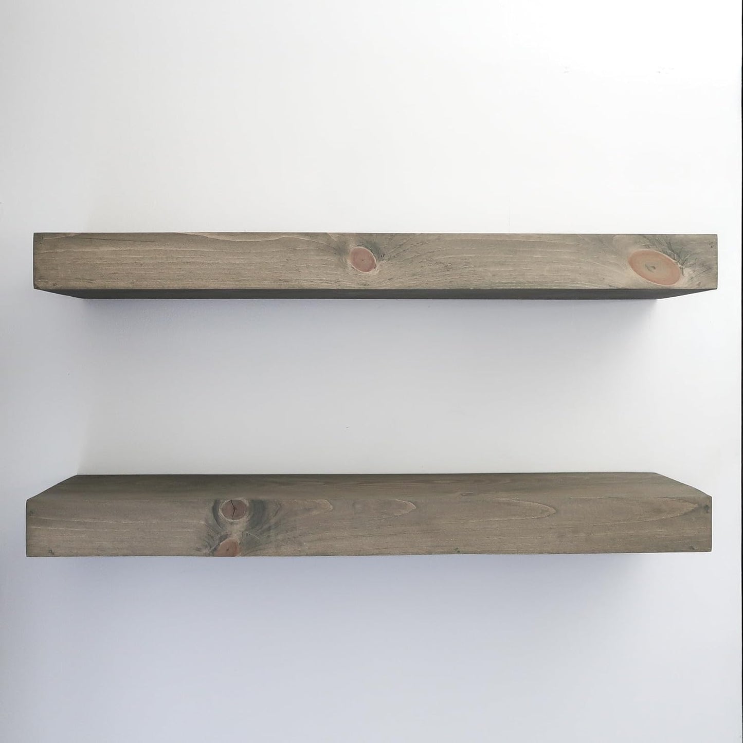 Modern Floating Shelves 3 Inches Thick for Wall, Wide Shelves for Kitchen, Living Room, Bedroom, and Bathroom, Natural Pine Wood, Rustic Wooden Shelf, (Set of 2) (Aged Barrel, 60Lx3Hx8D)