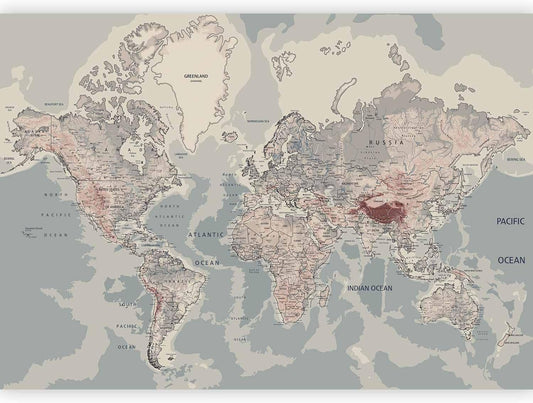 artgeist Wall Mural World Map 116x83 in - XXL Peel and Stick Self-Adhesive Wallpaper Removable Large Sticker Foil Wall Decor Print Picture Image Design Map of The World k-A-0061-a-c