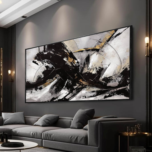 Abstract Wall Art for Living Room Large Canvas Wall Art Decor Graffiti Poster Pictures for Wall Black Wall Decor Framed Wall Decorations 29”x58”
