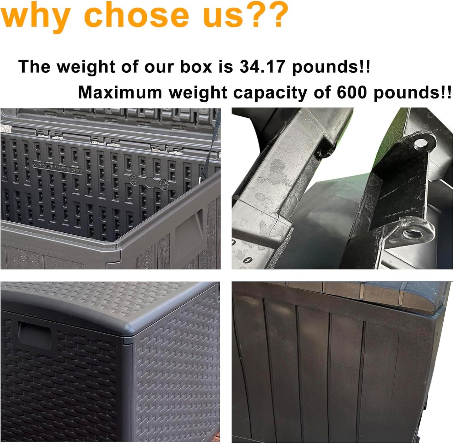 73 Gallon Large Storage Box with Lid,Waterproof Outdoor Storage Container for Patio Furniture Cushions, Gardening Tools, Pool Accessories, Lockable Resin Deck Box with handle Brown