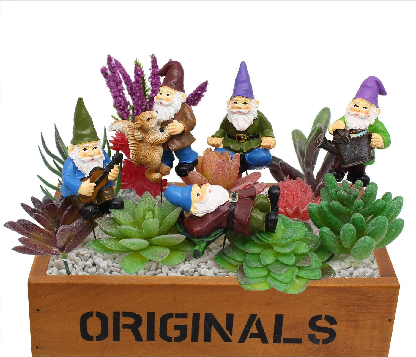Garden Miniature Gnomes Set of 5PCS,Happy Life Gift for Outdoor Fairy Garden Yard Lawn Décor