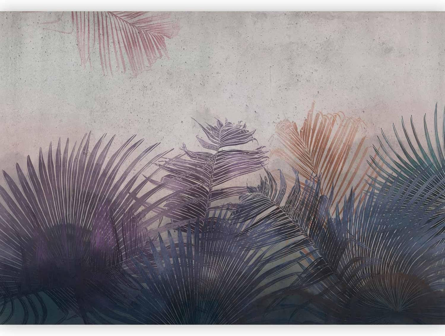 artgeist Premium Wall Mural Jungle 79x55 in - XXL Non-Woven Wallpaper Fleece Wall Decor Photo Print Picture Image Design Leaves Botanical Nature Purple Grey b-A-0827-a-a