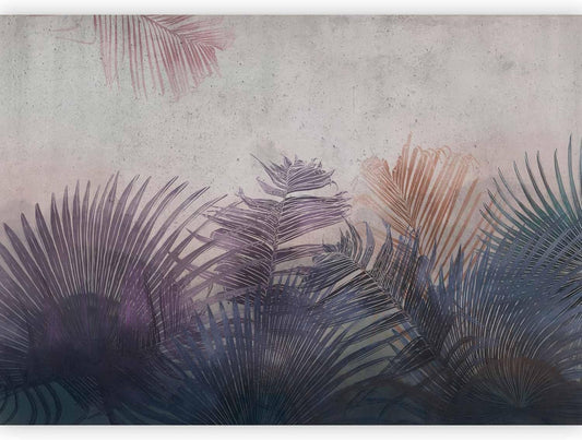 artgeist Wall Mural Jungle 193x138 in - XXL Peel and Stick Self-Adhesive Wallpaper Removable Large Sticker Foil Wall Decor Print Picture Image Design Leaves Botanical Nature Purple Grey b-A-0827-a-a