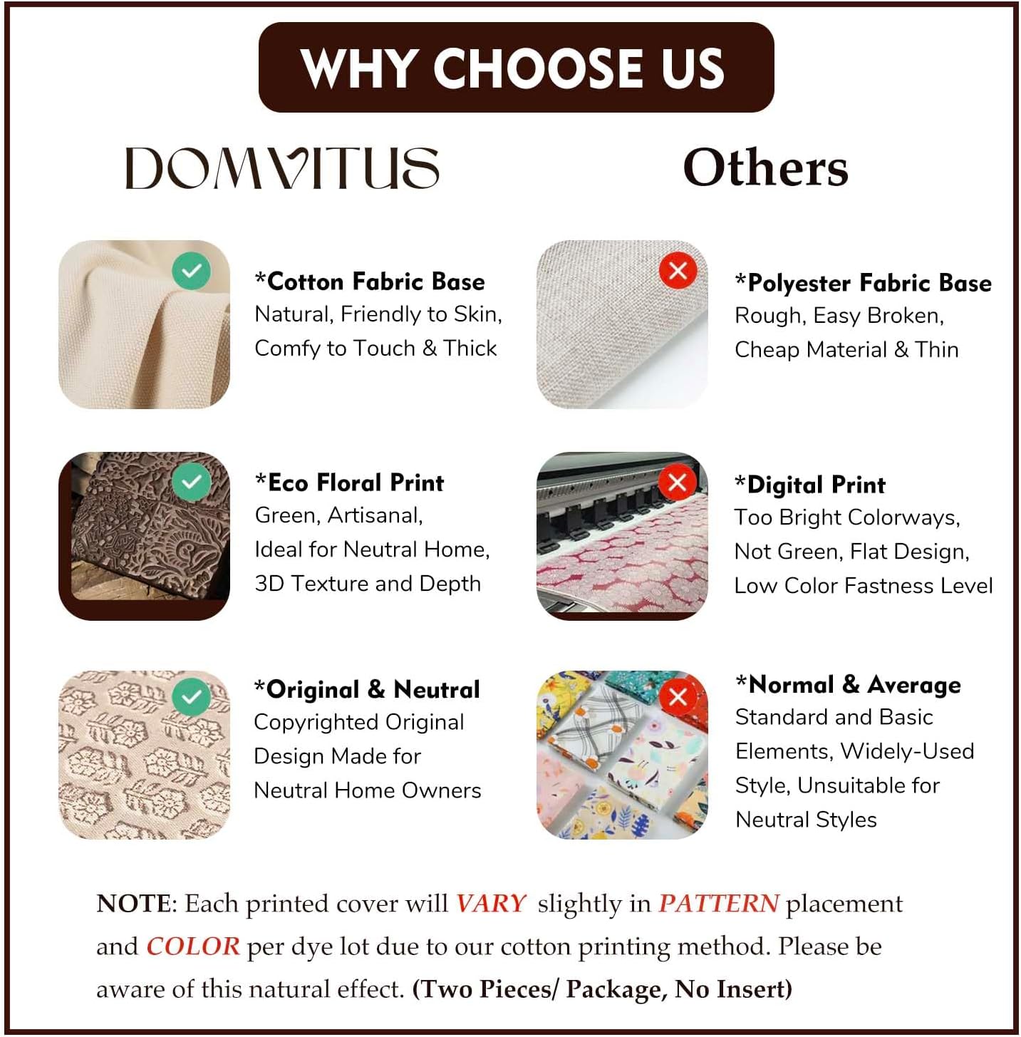 DOMVITUS Floral Pillow Covers Set of 2, Throw Pillow Covers 20x20, Floral Print Neutral Accent Decorative Pillow Covers for Living Room, Bed, Light Taupe