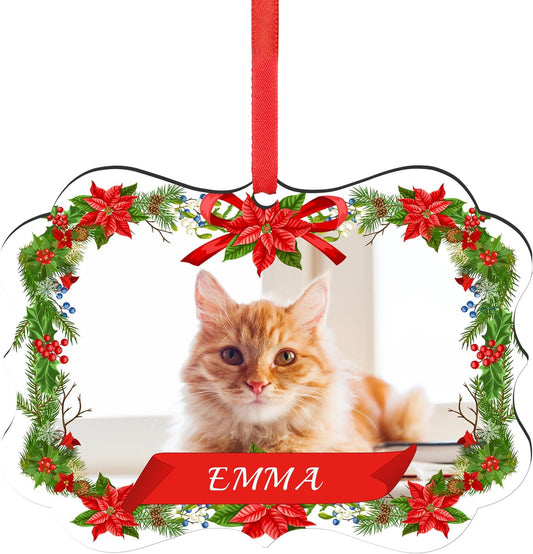 Personalized Photo Ornaments for Christmas Tree, Custom Cat Name Ornament, 2025 Puppy 1st Xmas Gifts, Holiday Decor Christmas Tree Decoration, Pet Lovers Dog Cat Gift