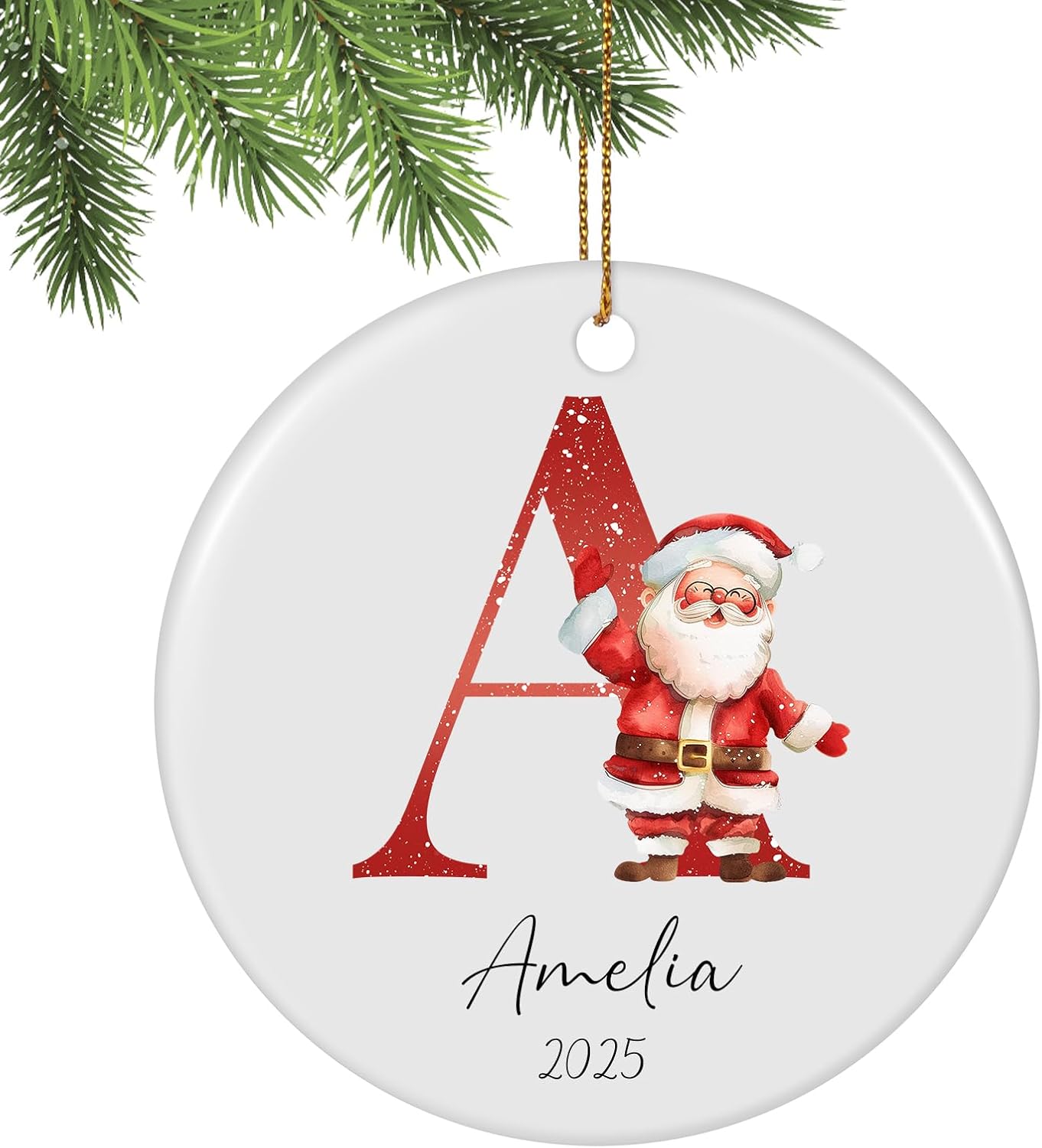 Personalized Christmas Ornaments 2025, Custom Initial Ornaments A-Z Monogram Ceramic Christmas Ornament