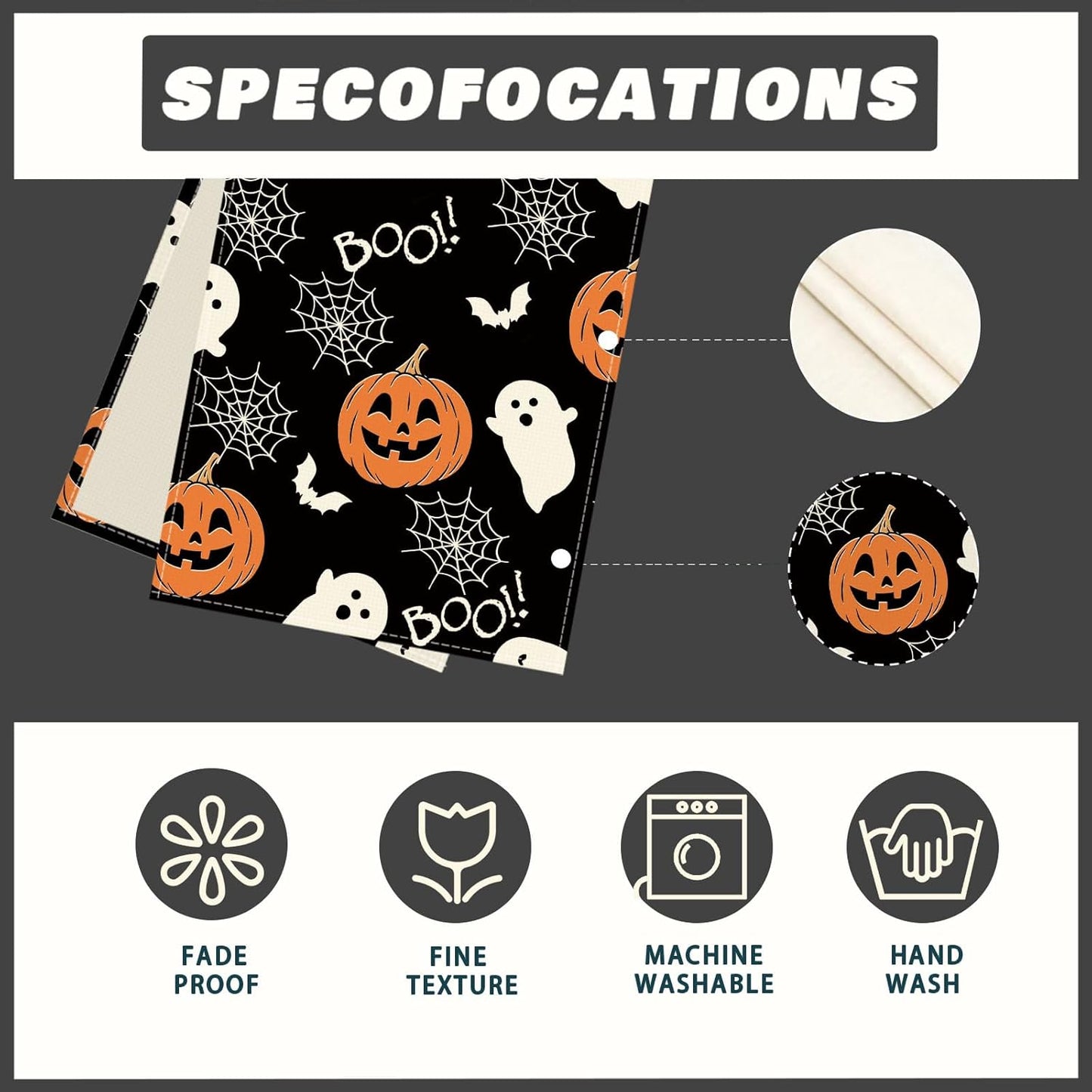 XCHI Boo Spooky Ghost Pumpkin Halloween Table Runner Burlap Table Decoration for Home Kitchen Dining Dinner Indoor Holiday Farmhouse Decor 13x72 Inch