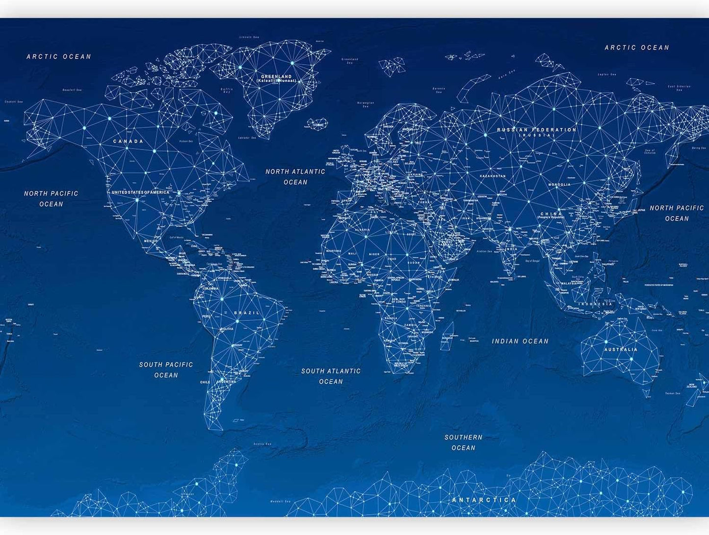 artgeist Premium Wall Mural World Map 118x83 in - XXL Non-Woven Wallpaper Fleece Wall Decor Photo Print Picture Image Design Home Map of The World k-A-0125-a-a