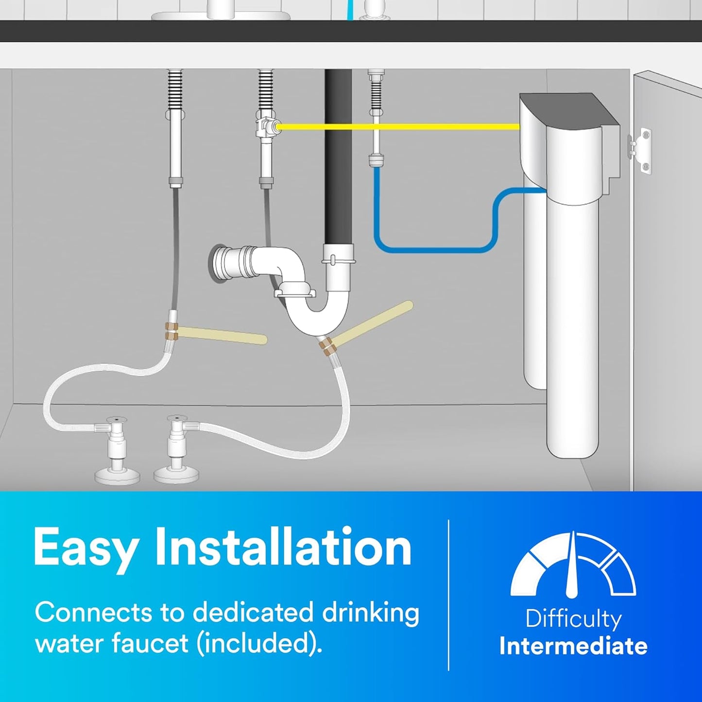 Aqua-Pure DW301 Under Sink Water Filter System, Removes Lead, VOC's, Microplastics, Cysts, Bad Taste and Odor, Asbestos, MTBE and TTHM Reduction