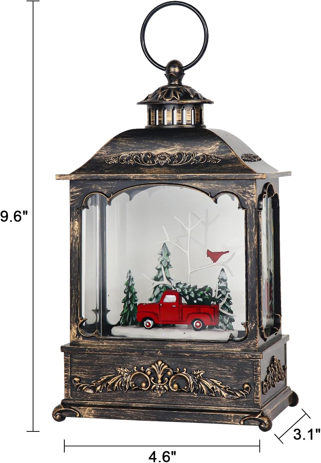 GenSwin Christmas Car Snow Globe Lantern Battery Operated Water Swirling Glitter with 6H Timer, Musical LED Lighted Scene for Christmas Home Decoration Gift