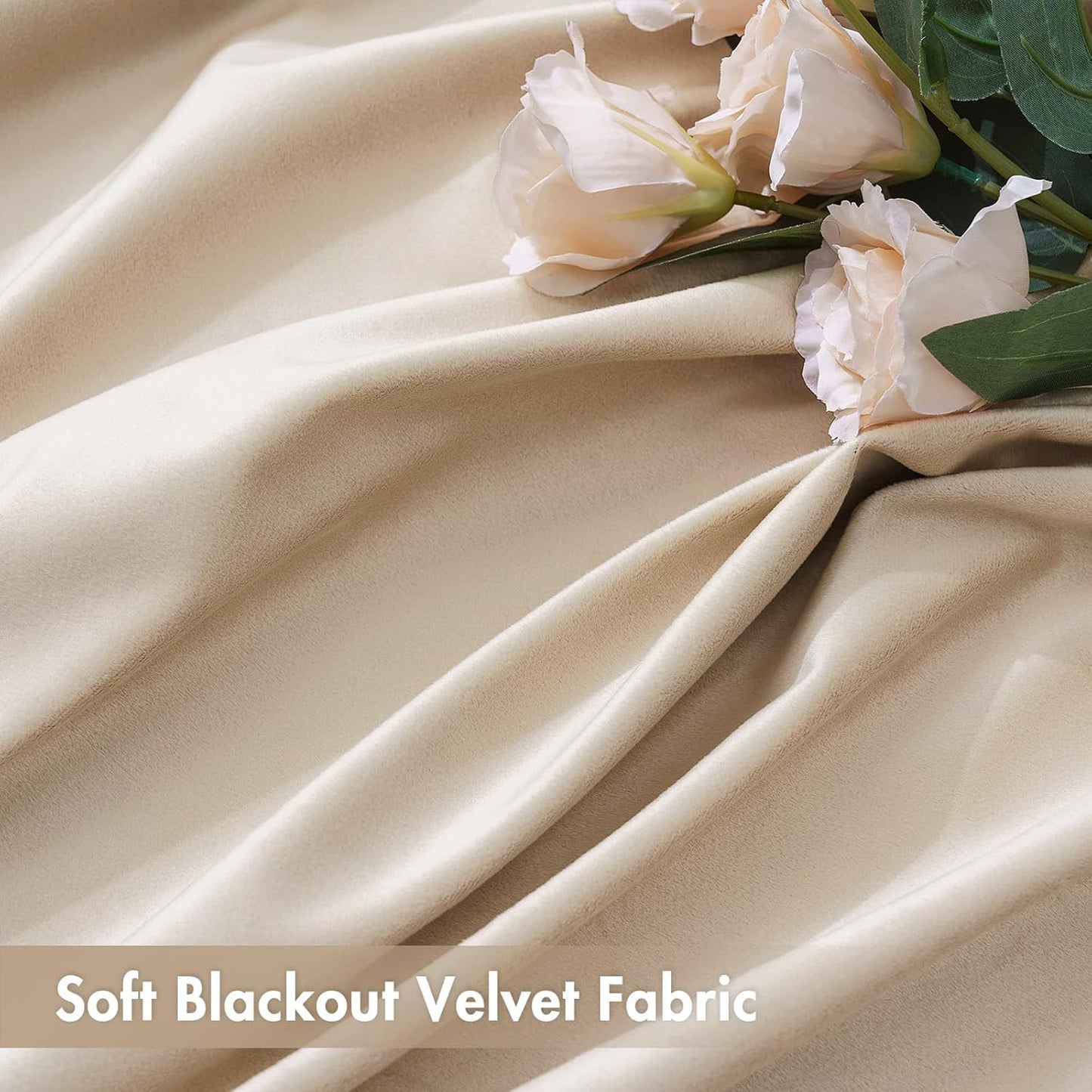 MIULEE Beige Velvet Curtains Thermal Insulated Blackout Curtain Drapes for Bedroom Living Room Darkening 84 Inches Long Curtains Panels Rod Pocket Set of 2
