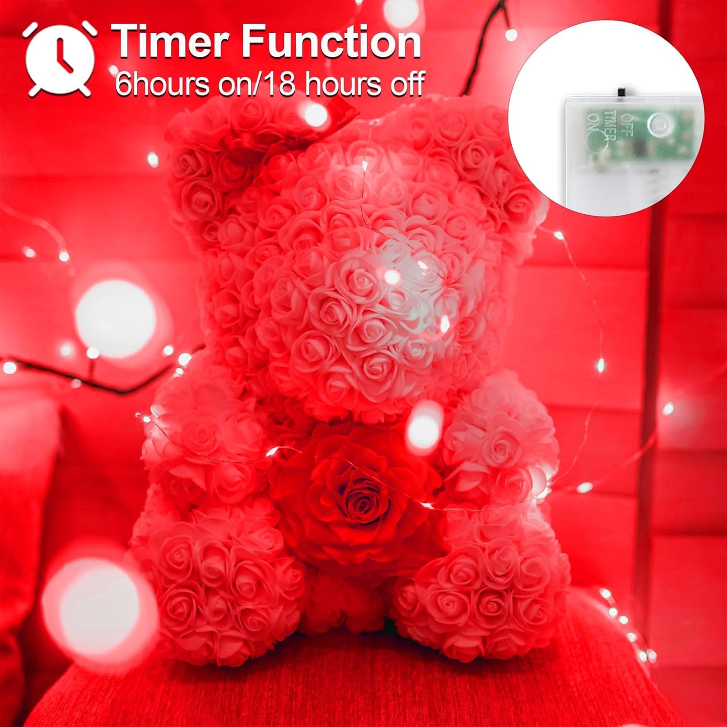Christmas Decorations Red Fairy String Lights, Battery Operated with Timer, 2 Pack Total 33FT 100 Led Mini Battery Powered Twinkle Mason Jar Waterproof Firefly Lights DIY Party