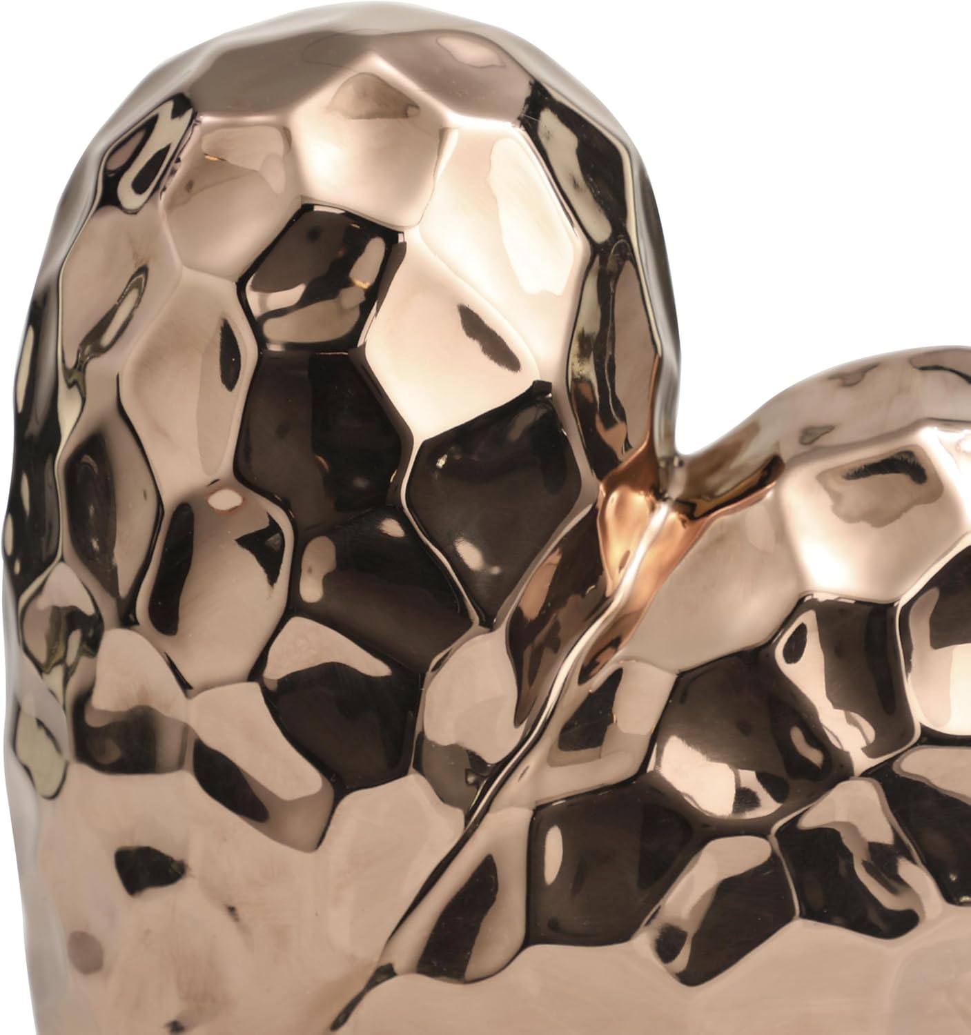 Deco 79 Ceramic Heart Decorative Sculpture Dimensional Angled Origami Inspired Home Decor Statue with Faceted Exterior, Accent Figurine 12" x 6" x 11", Rose Gold