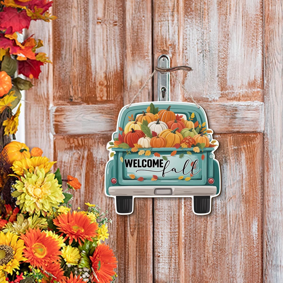 Welcome Fall Wood Hanging Truck Decoration, Autumn Wooden Signs, Rustic Thanksgiving Decoration, Home Interior And Exterior Decor, Autumn Harvest Thanksgiving Home Decor