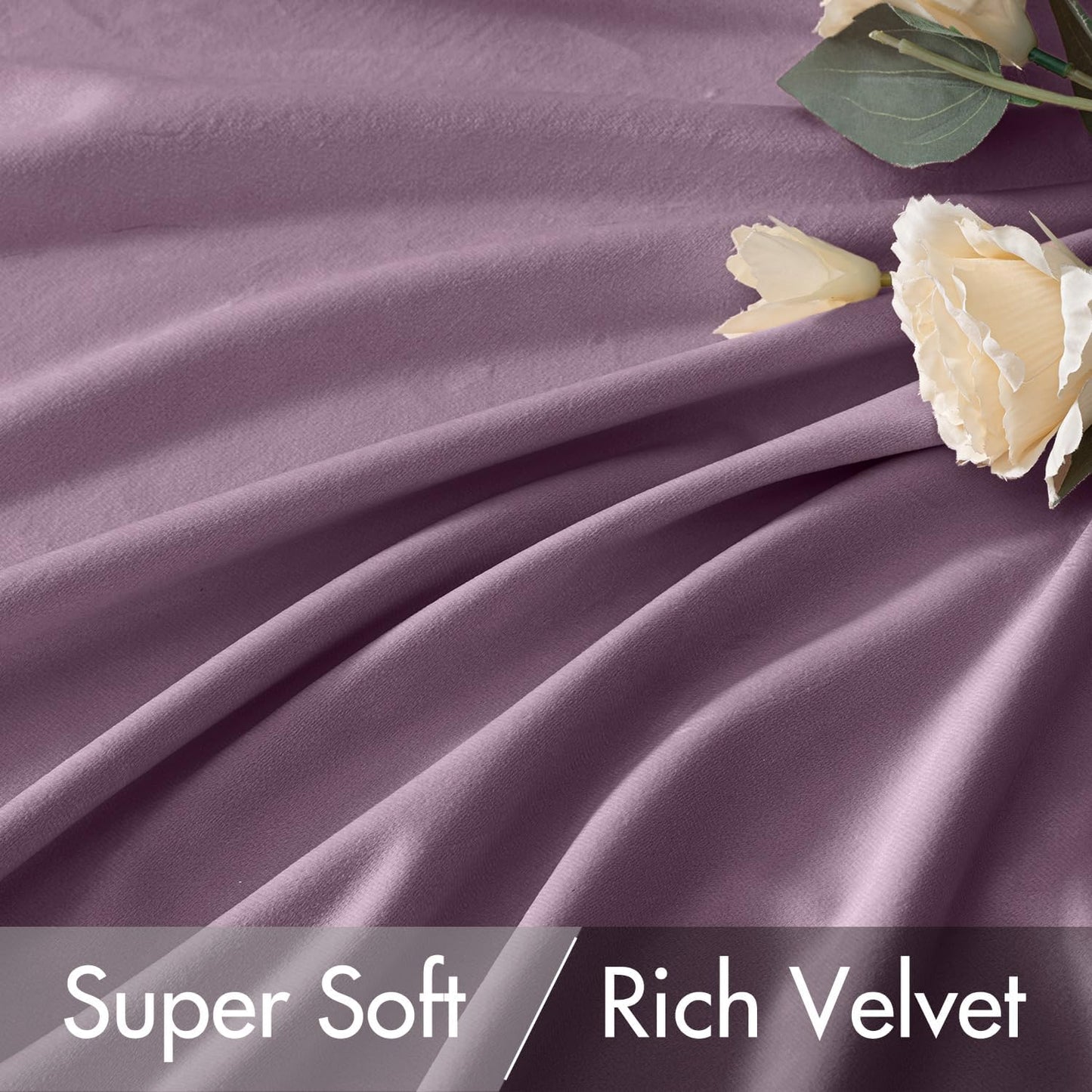 MIULEE Lavender Velvet Curtains 84 inches 2 Panels - Luxury Room Darkening Window Drapes for Bedroom Living Room Thermal Insulated Super Soft Blackout, Back Tab Rod Pocket Pinch Pleated, Purple