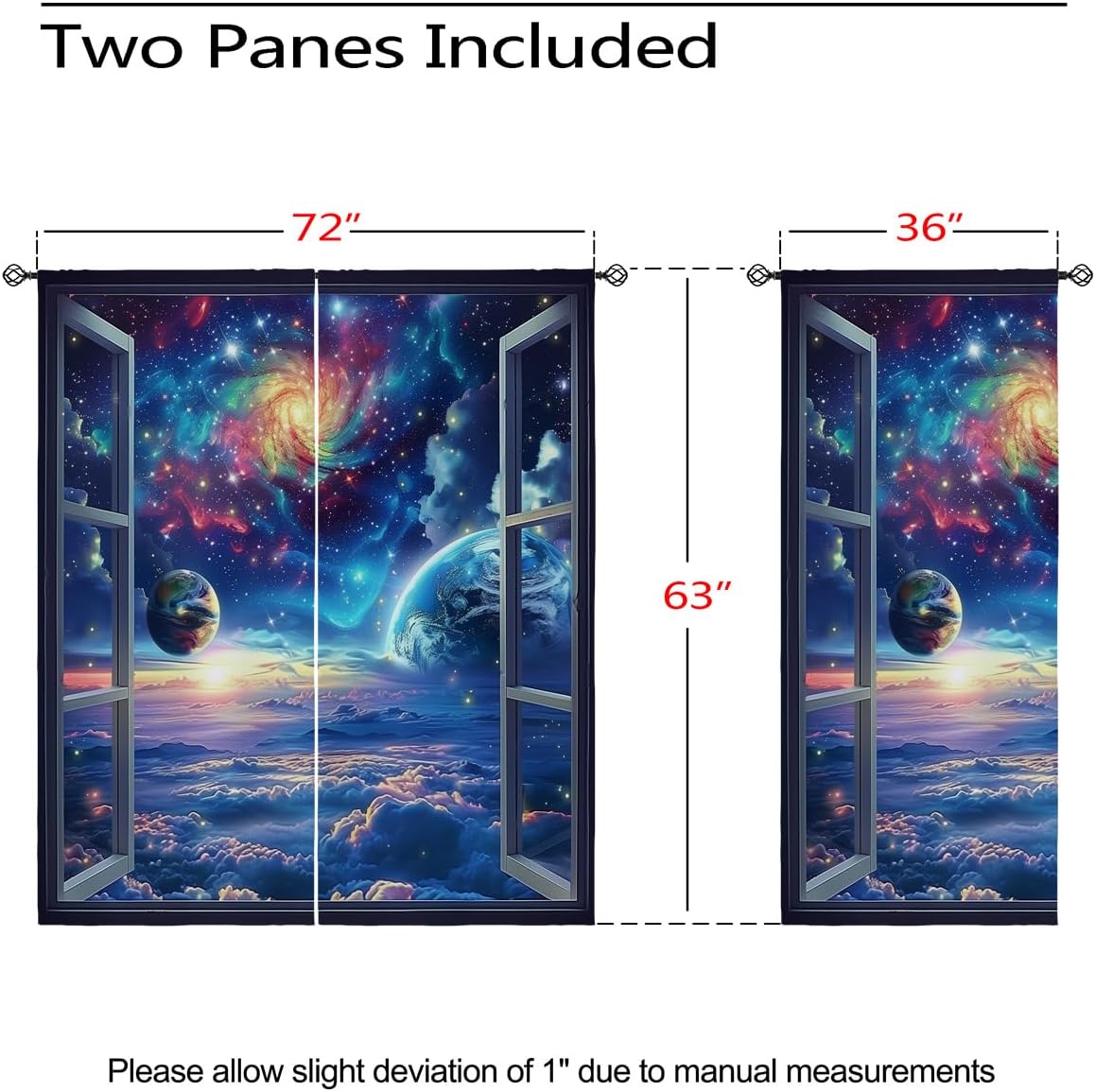 Space Galaxy Blackout Curtains for Girls Boys Kids Home Decor, Universe Nebula Galaxies Solar Planet Grommet Thermal Insulated Drapes Darkening Window Curtain for Bedroom Living Room, 72 x 63 Inch
