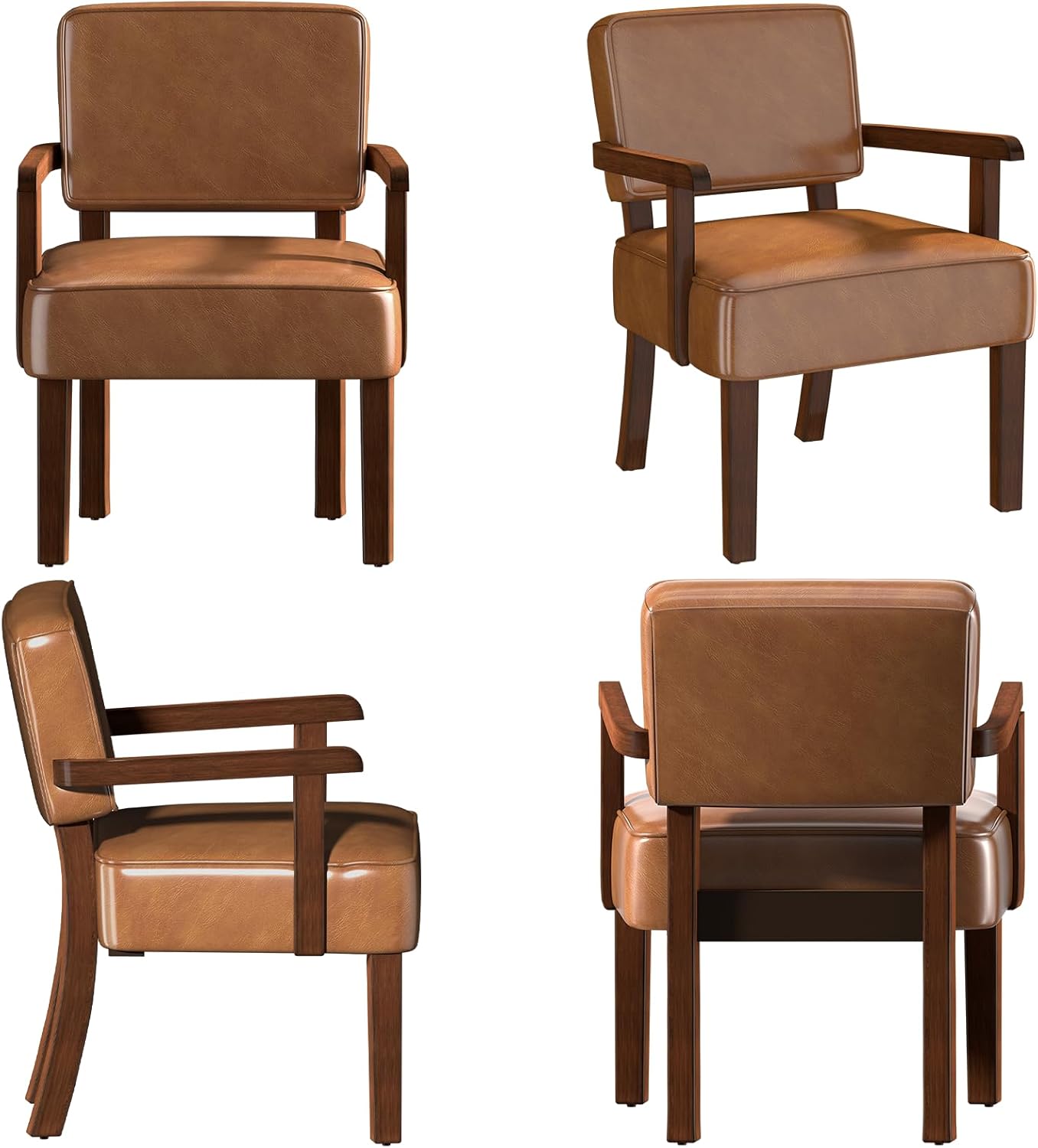 Accent Chair, PU Leather Living Room Chairs Oversize with Soft Seat and Armrests for Living Room Dinning Room Bedroom Reading Room Waiting Room