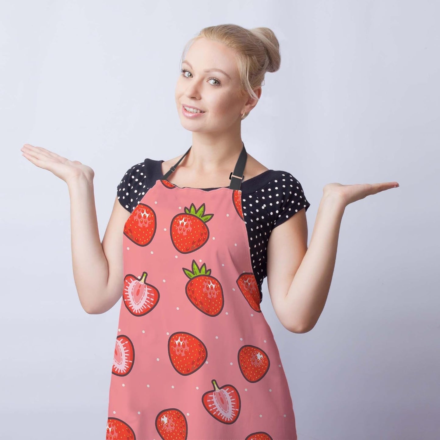 Kitchen Apron for Men Strawberry and Strawberry Slices Cute Aprons for Women for Cooking Restaurant BBQ Painting Crafting Gardening 27” (W) x 31” (H), Waterproof Aprons