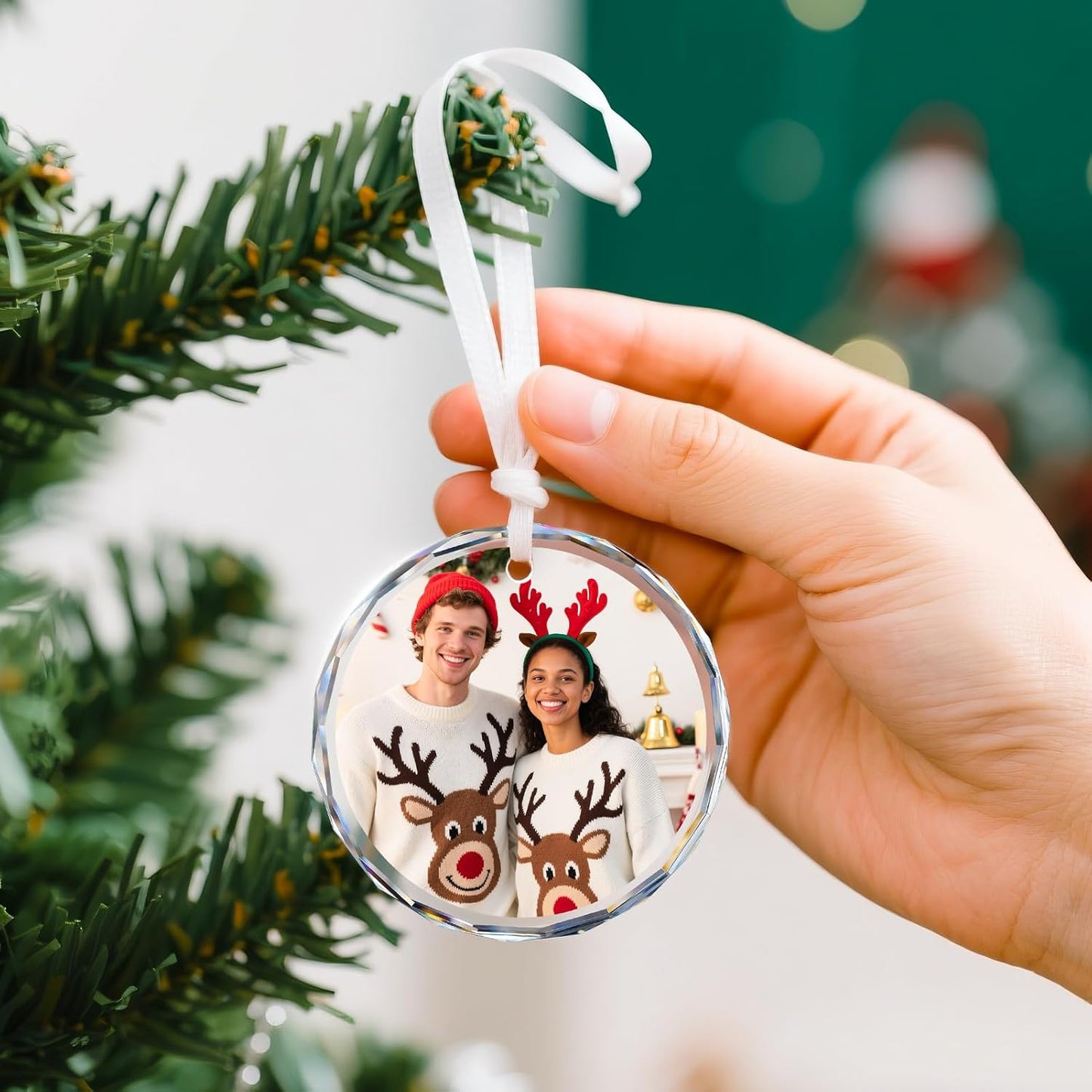 Personalized Christmas Ornaments 2025 - Custom Crystal Photo Ornaments for Christmas Tree, Wedding Engagement Gifts for Couples, Bridal Shower Gifts for Bride