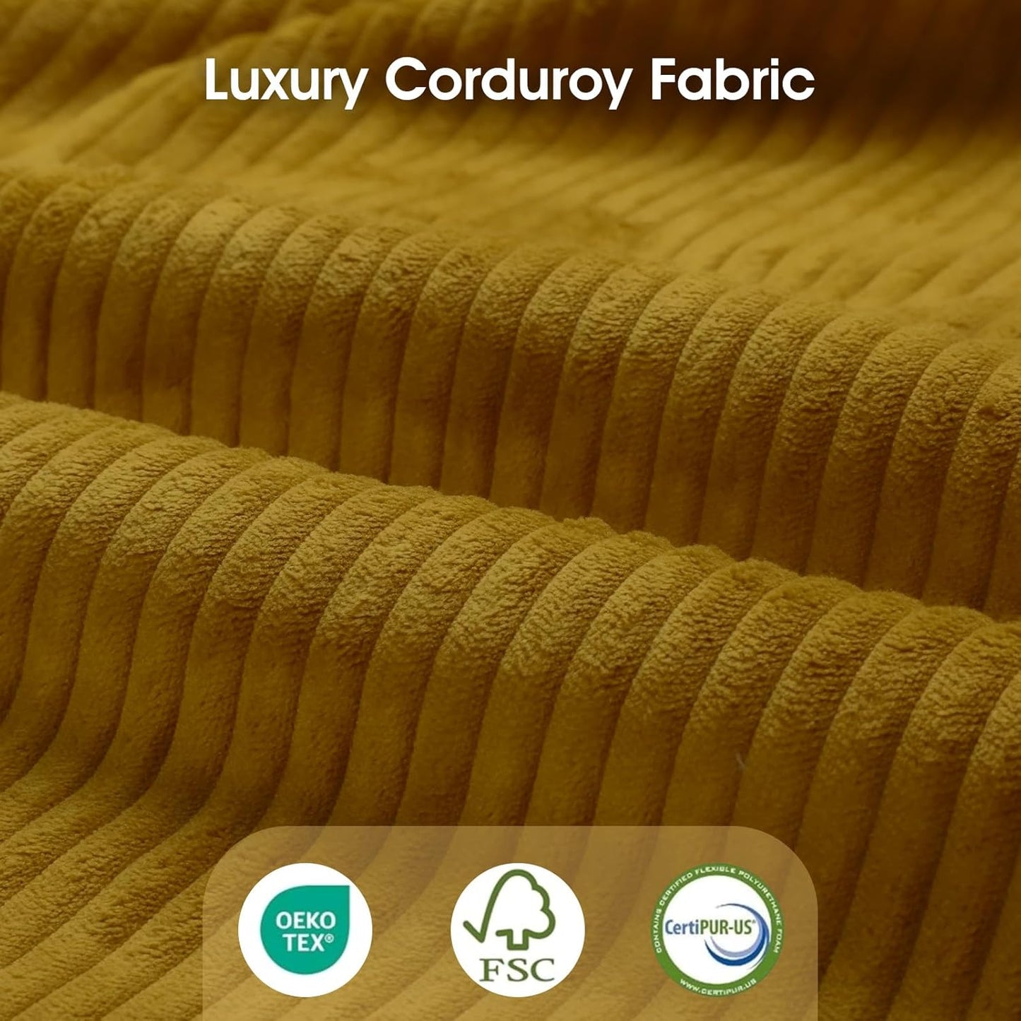 LLappuil U-Shaped Modular Sectional Sofa with Storage, 9-Seat Convertible Corduroy Couch with 9 Back Cushions & Throw Pillows, Large L-Shaped Sofa for Living Room, Yellow