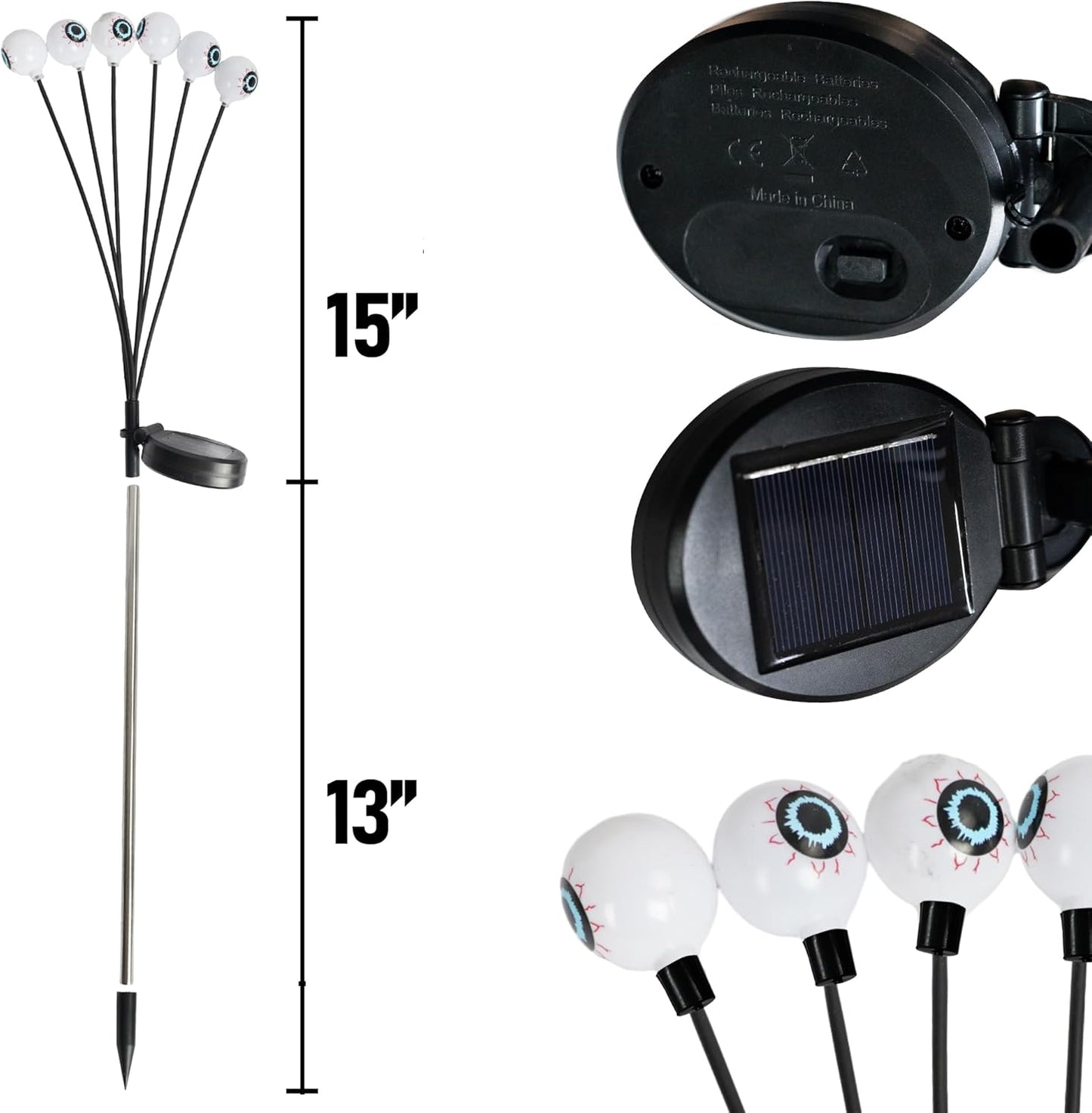 Dazzle Bright Halloween Decorations Outdoor, 4 Pack 24LED Solar Eyeball Pathway Lights, Scary Waterproof Solar Green Firefly Lights for Garden Lawn Yard Decor