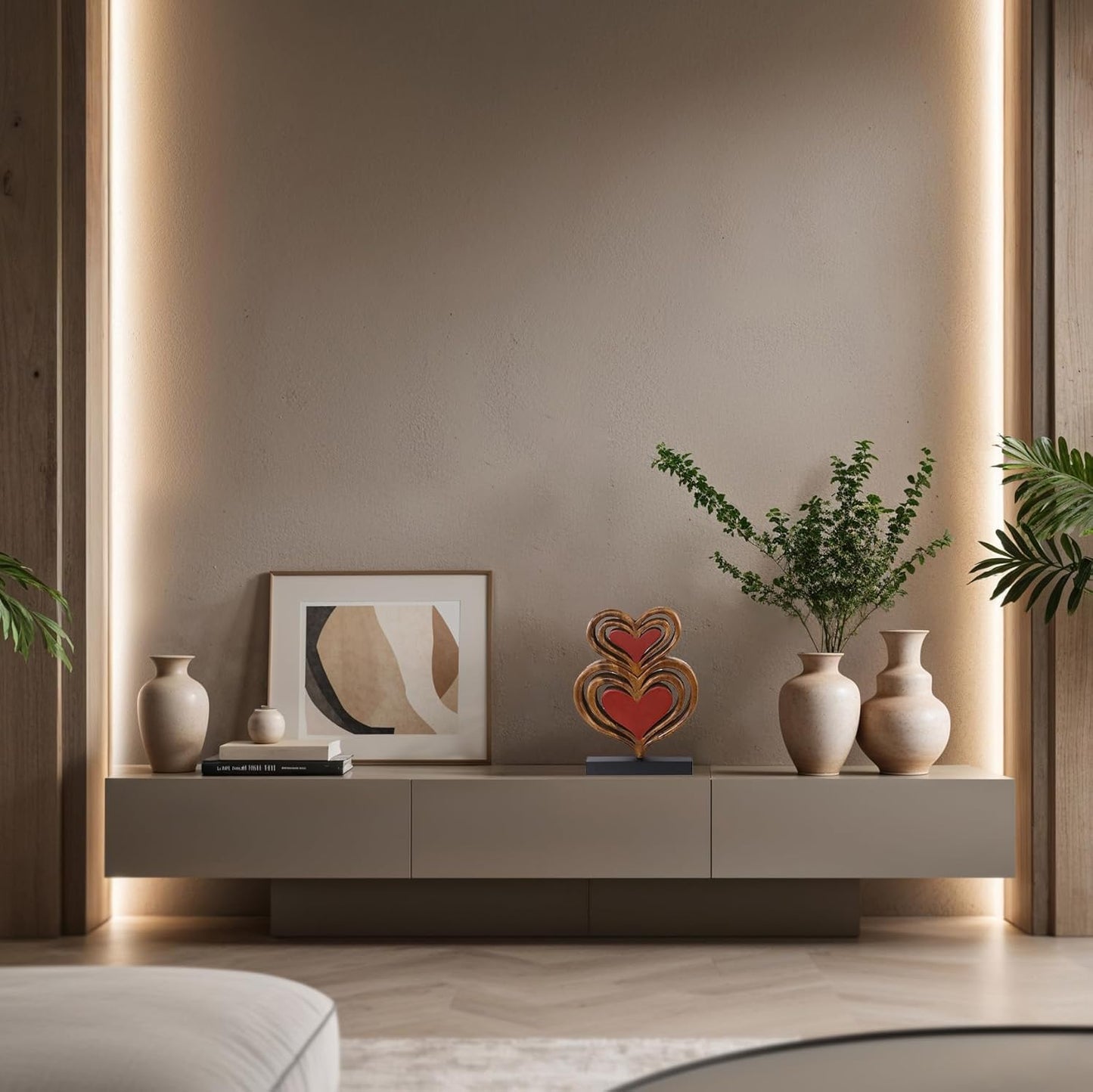 Decozen Gifts for Mom - Wooden Heart Sculpture - Mother's Day Birthday Gifts, Home, Office, Living Room, Shelf, Fireplace, Farmhouse, Tabletop, Boho and Mantle Decor - Mothers Day Decorations