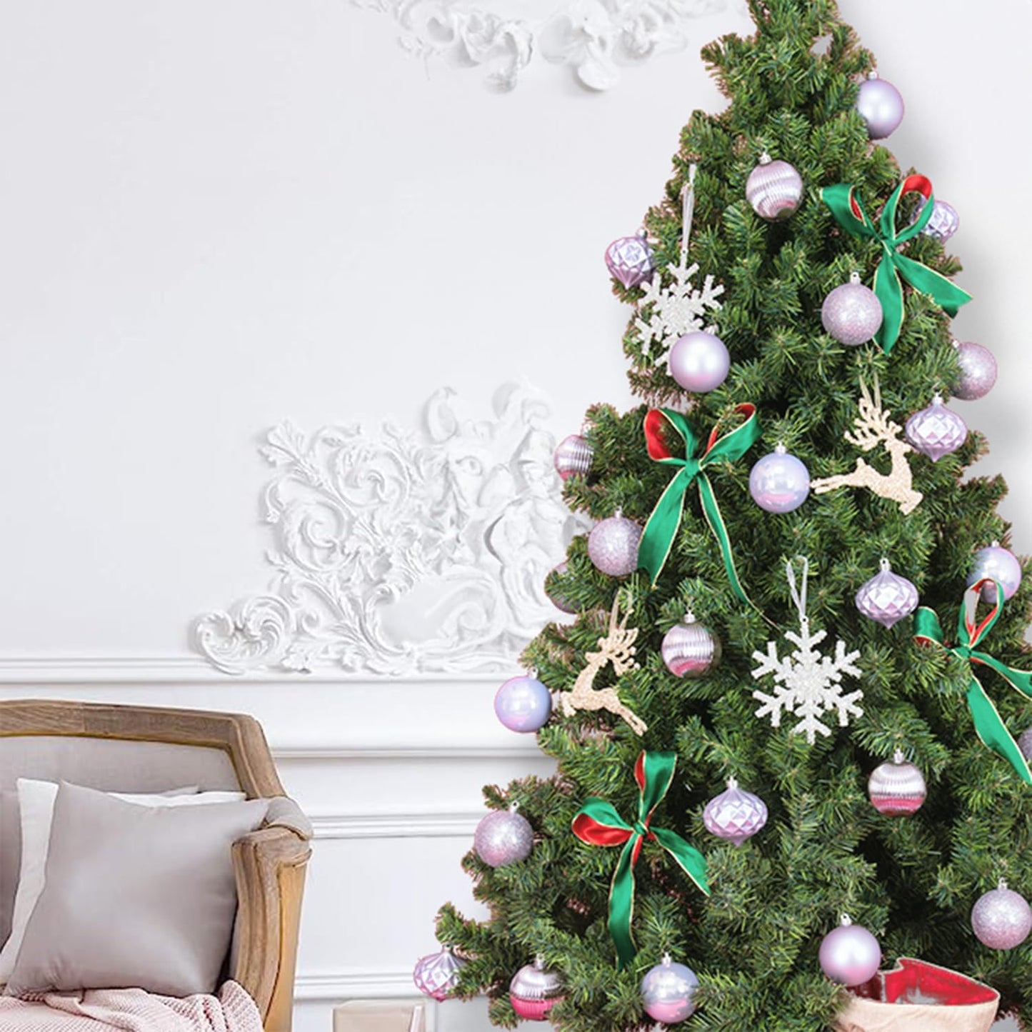 Every Day is Christmas Ornaments, Shatterproof Christmas Tree Ornament Set, Christmas Balls Decoration 35 Count (2.75"/70mm, Lilac Purple)