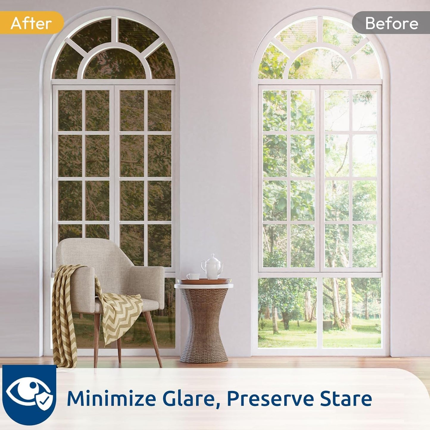 rabbitgoo Window Privacy Film One Way Window Tint for Home, Removable Reflective Heat Sun Blocking Anti UV Glass Door Covering, Mirror Tinting Film House Office, 35.4 in X 6.5 Feet, Brown Silver