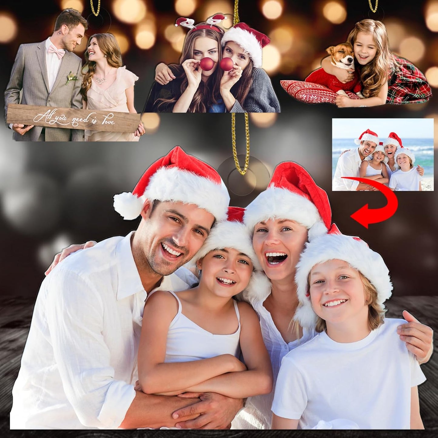 Personalized Christmas Ornaments 2025 w/Any Picture,Hanging Acrylic Custom Photo Ornament - Using My Own Photos - Picture Ornaments for Christmas Tree,Photo Pendant Customized Acrylic Pendant