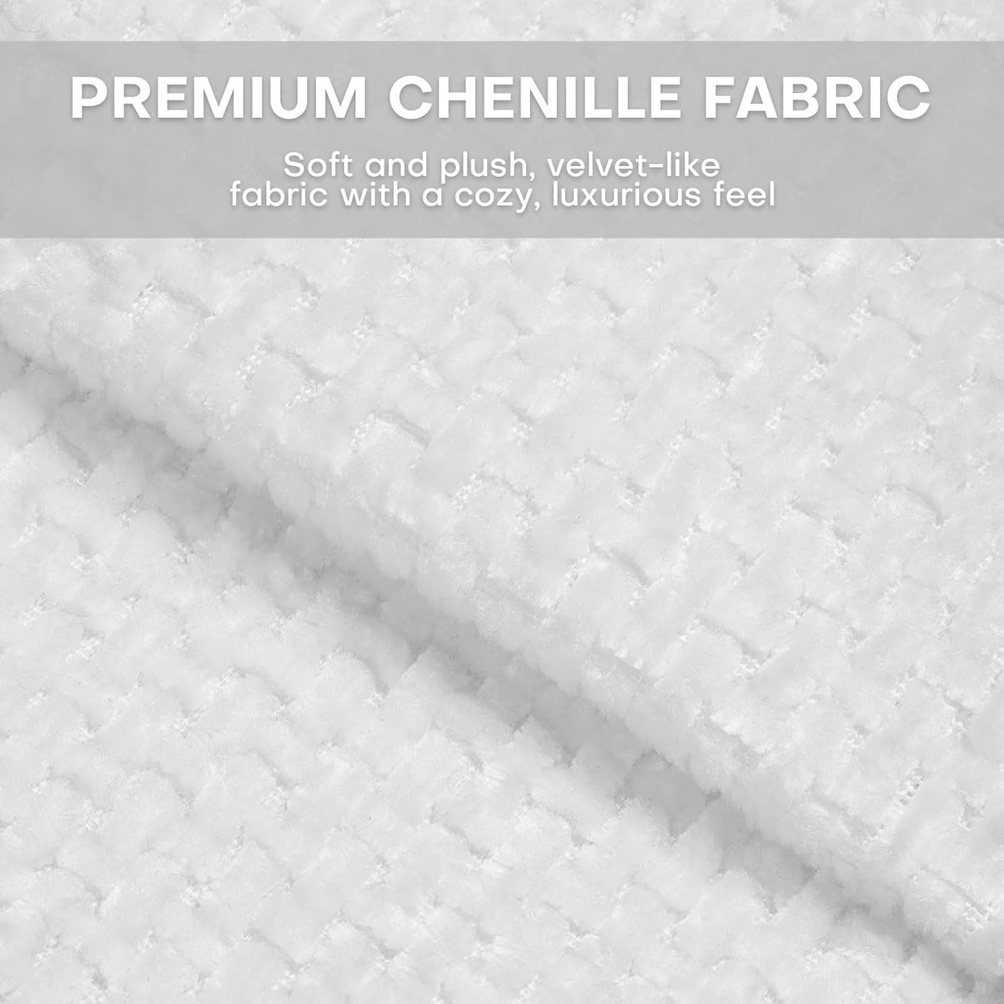 Chenille Fabric Accent Chair, Upholstered Armchair with Solid Wood Legs, Modern Living Room Accent Chair, Comfy Single Sofa Chair Reading Club Chair for Bedroom Reception Lounge, White