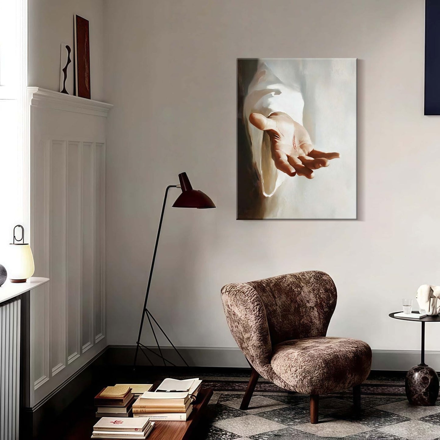 Framed Canvas Jesus Hands Wall Decor Wall Art Gallery Decor Unique Print Wall Decor for Living Room Bedroom Church Home Decor 12x16 Inch Ready to Hang