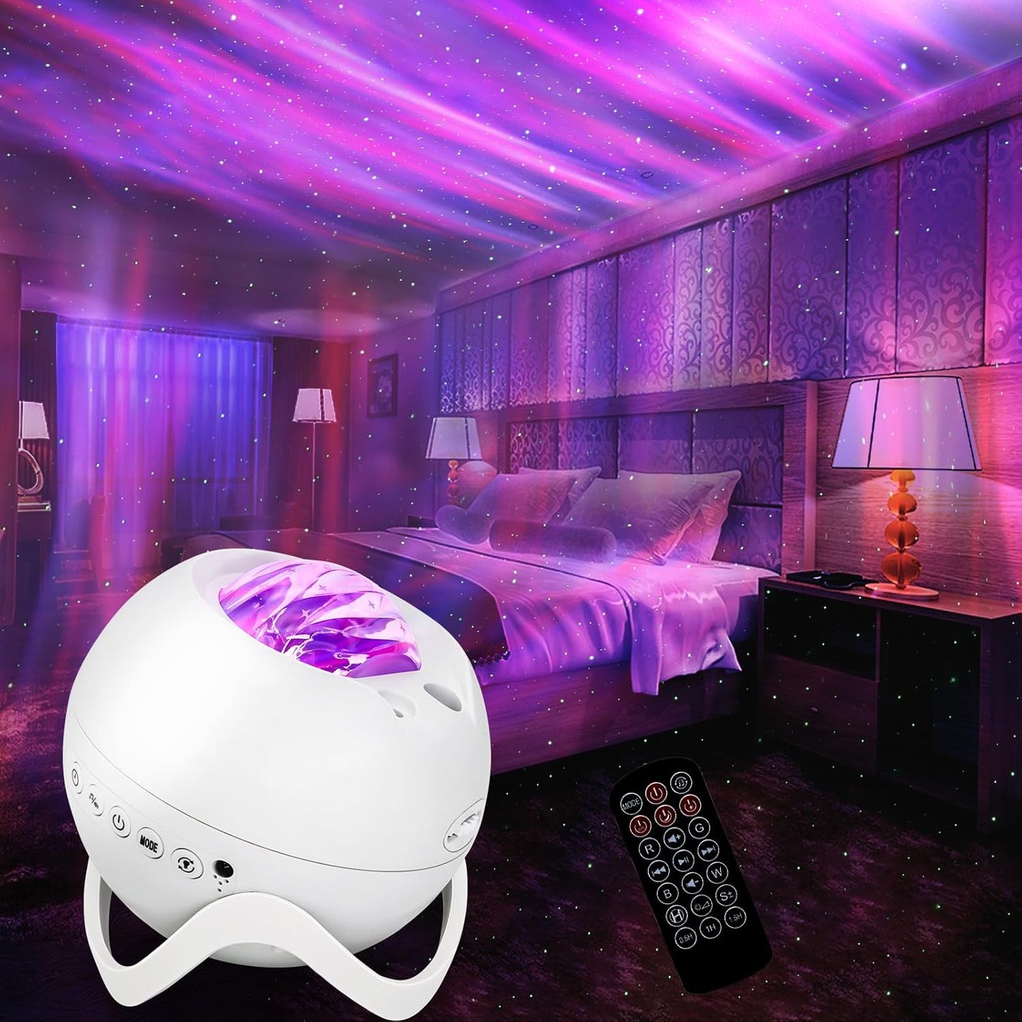 Galaxy Projector for Bedroom, Star Projector, White Noise with Bluetooth Speaker, Timer, Night Light,for Party, Living Room Decoration