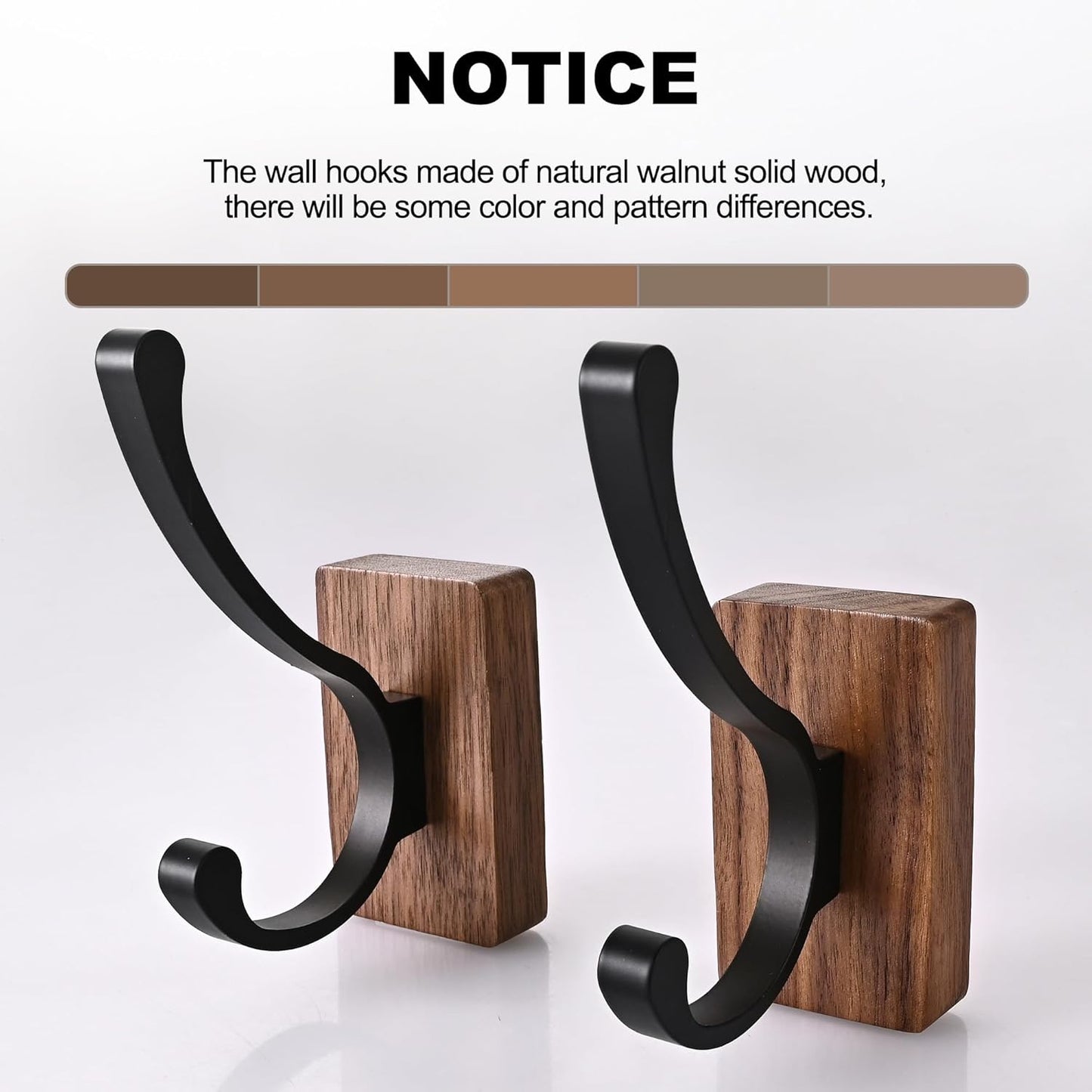 8 Pack Wooden Wall Hooks for Hanging, Adhesive Mounted & Wall Mounted Nature Wood Coat Hooks for Towel Clothes Blanket Hat Backpack Robe Nursery Door Board Entryway Key Holder