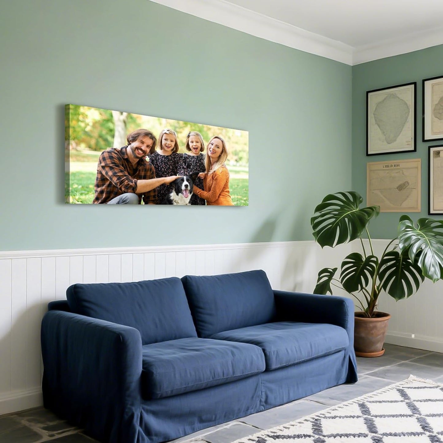 Custom Canvas Prints with Your Photos - Personalized Pictures Print, Customized Photo Gifts, Wall Art Poster Canvas Printing for Wedding, Family, Baby, Pets, Home Office Decor, Wrapped Frame 32x16