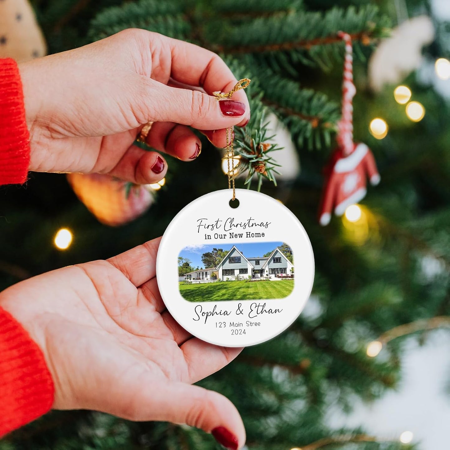 Personalized First Christmas in Our New Home Ornament 2025, New House Photo Christmas Ornaments for Christmas Tree, House Warming Gifts for Couples, First House Gifts for Owners, Men Women