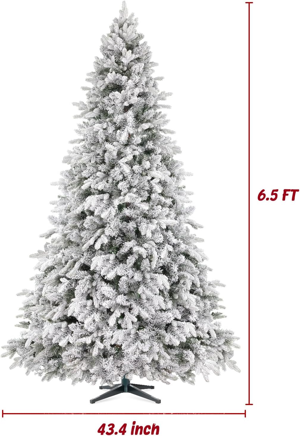 7.5ft 360° Rotating Pre-Lit Snow Flocked Christmas Tree, Built-in Music, Remote Control, 8 Light-Modes, White Christmas Tree for Home Decor