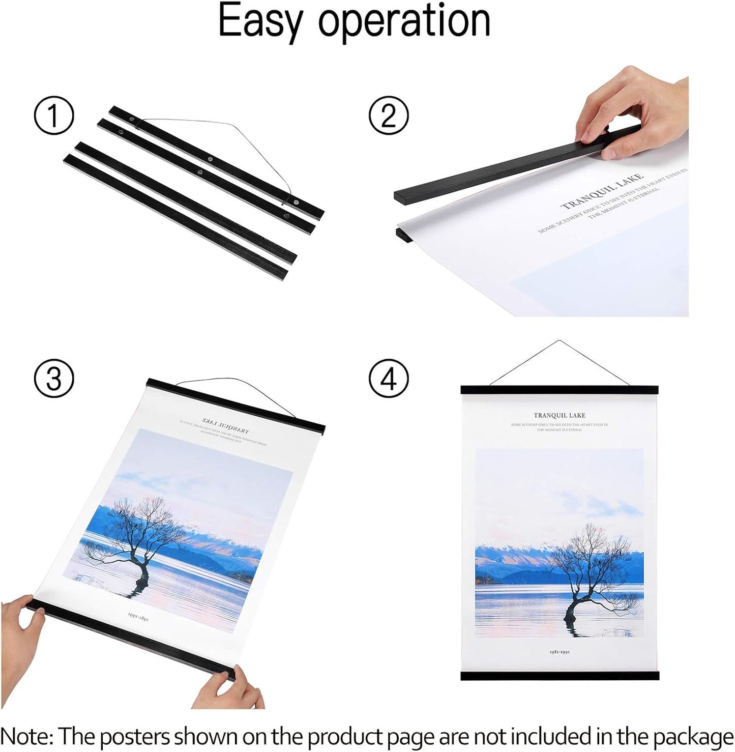 FALAMON Magnetic Poster Frame Hanger, Magnet Poster Frame for Posters, Prints, Photos, Pictures, Maps, Scrolls, and Canvas Artwork(Black,60")