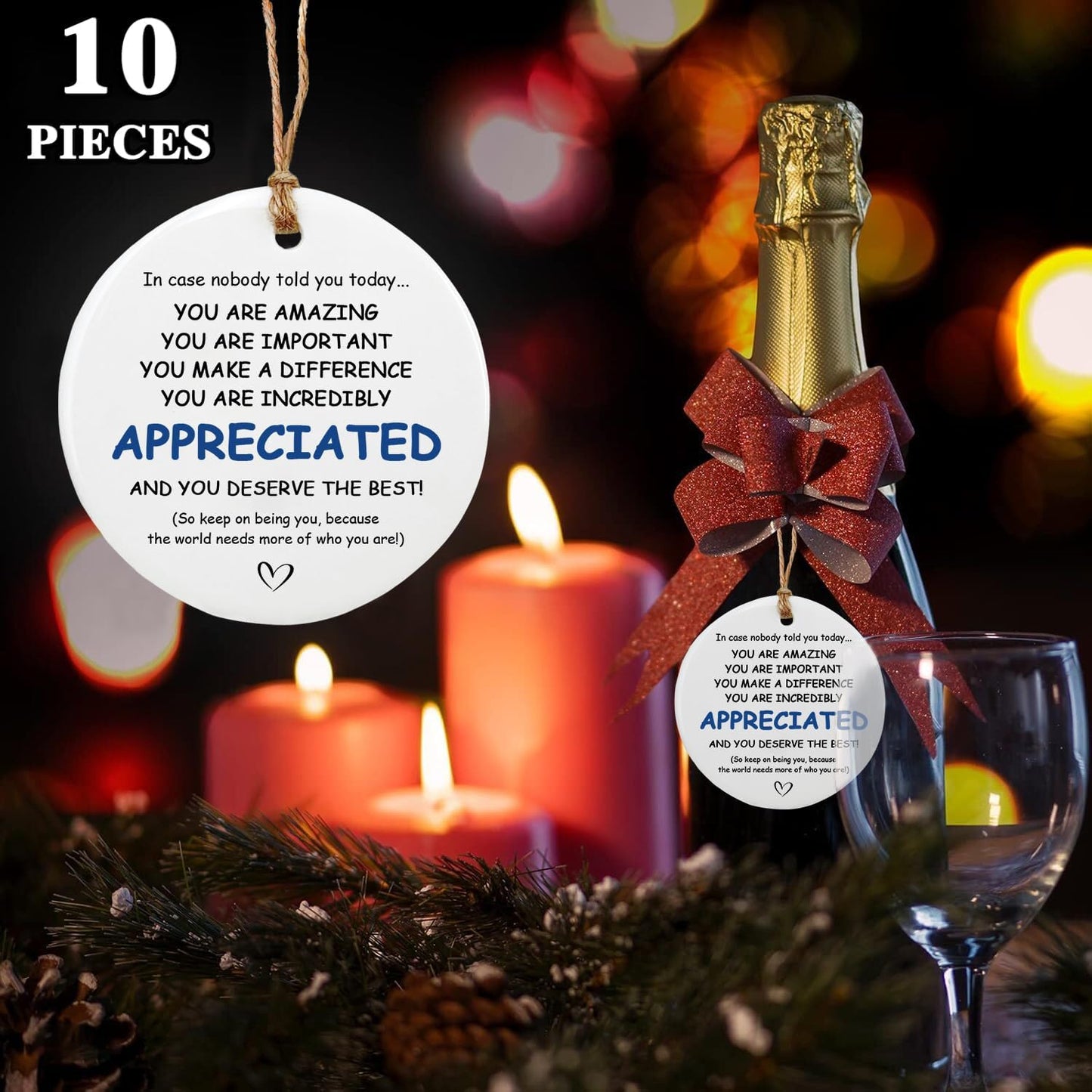 Thank You Gifts for Women & Men - 10 Pcs Appreciation Gift Set for Coworkers - Ceramic Ornament Set